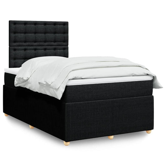 vidaXL Κρεβάτι Boxspring με Στρώμα Μαύρο 120x190 εκ. Υφασμάτινο