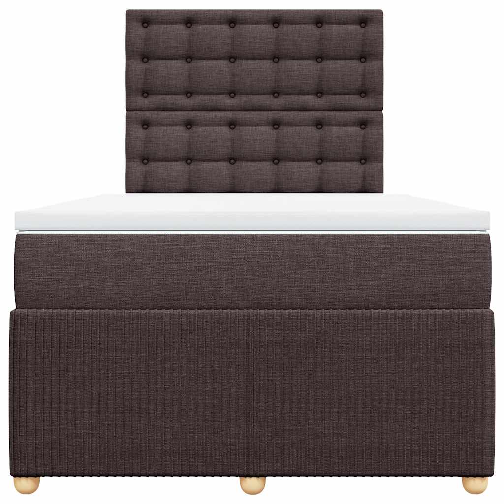 vidaXL Κρεβάτι Boxspring με Στρώμα Σκούρο Καφέ 120x190 εκ Υφασμάτινο