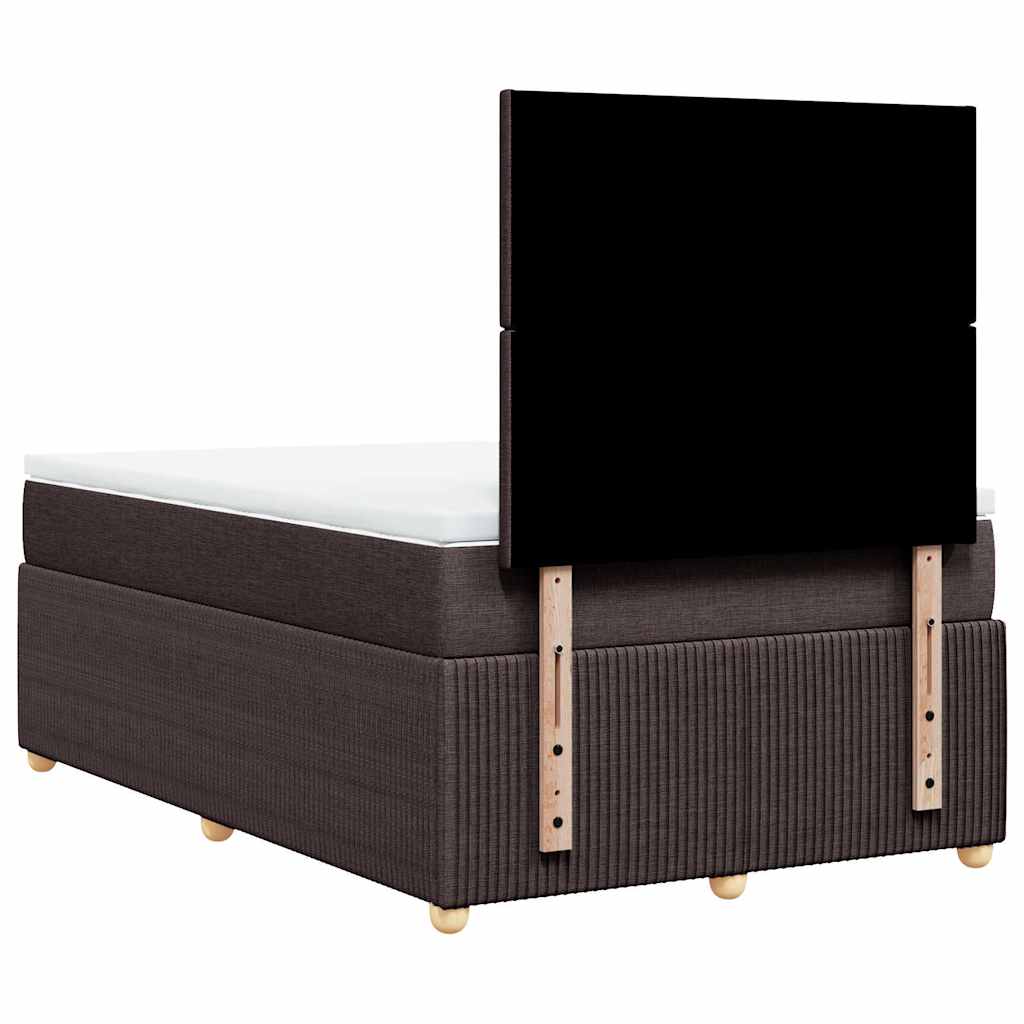 vidaXL Κρεβάτι Boxspring με Στρώμα Σκούρο Καφέ 120x200 εκ. Υφασμάτινο