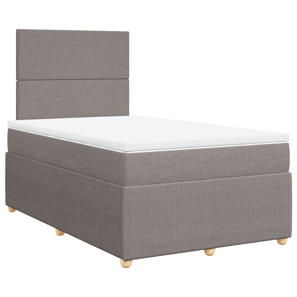 vidaXL Κρεβάτι Boxspring με Στρώμα Taupe 120x200 εκ. Υφασμάτινο