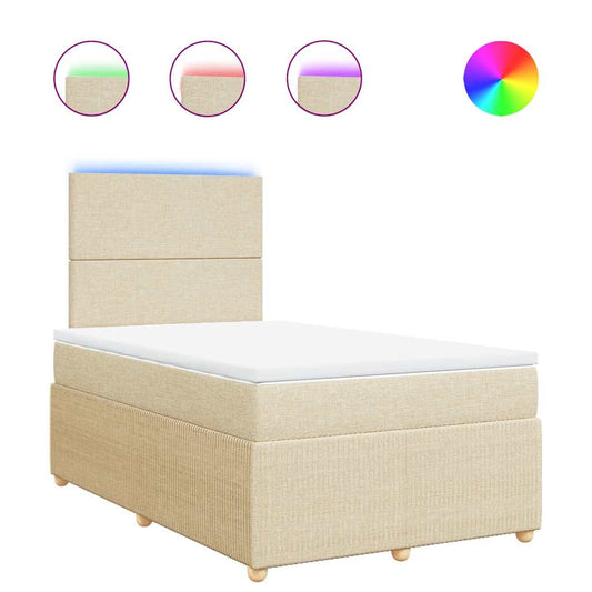 vidaXL Κρεβάτι Boxspring με Στρώμα Κρεμ 120x200 εκ. Υφασμάτινο