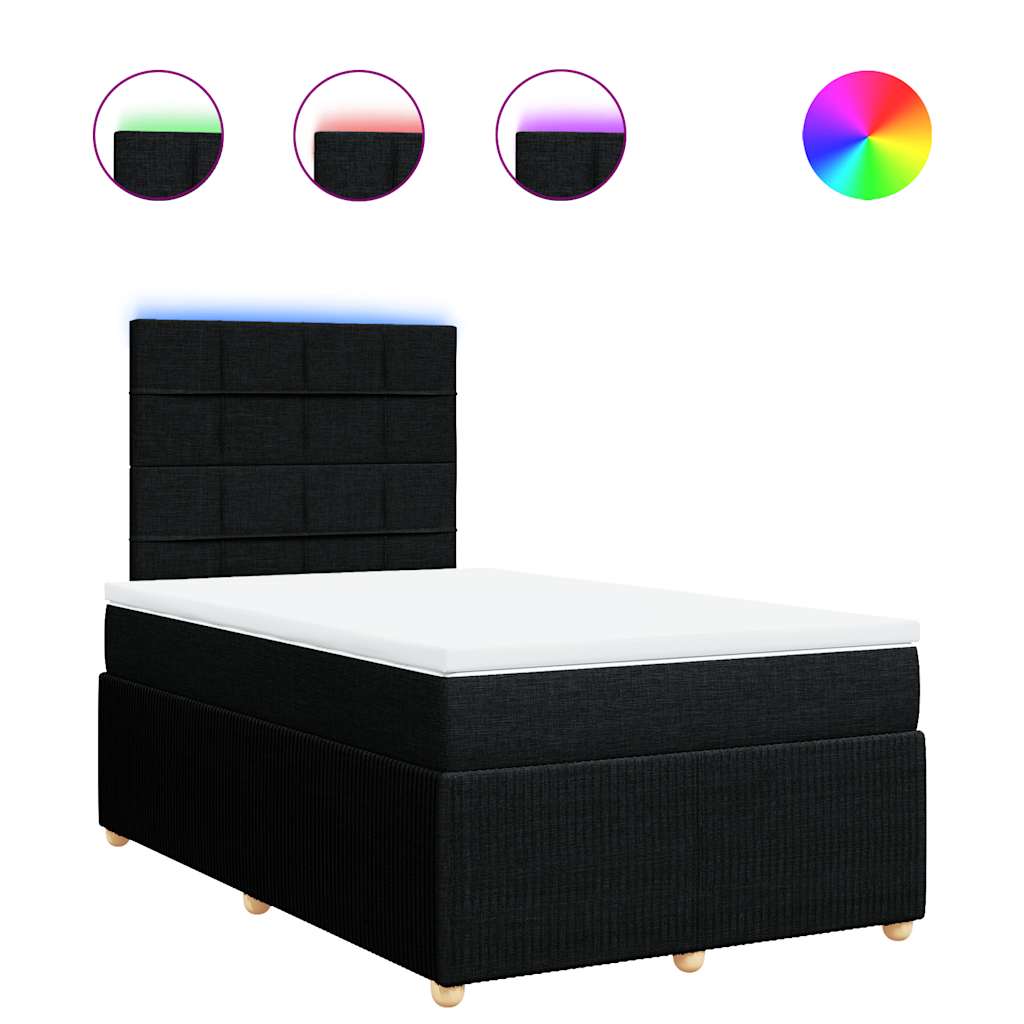 vidaXL Κρεβάτι Boxspring με Στρώμα Μαύρο 120x200 εκ. Υφασμάτινο