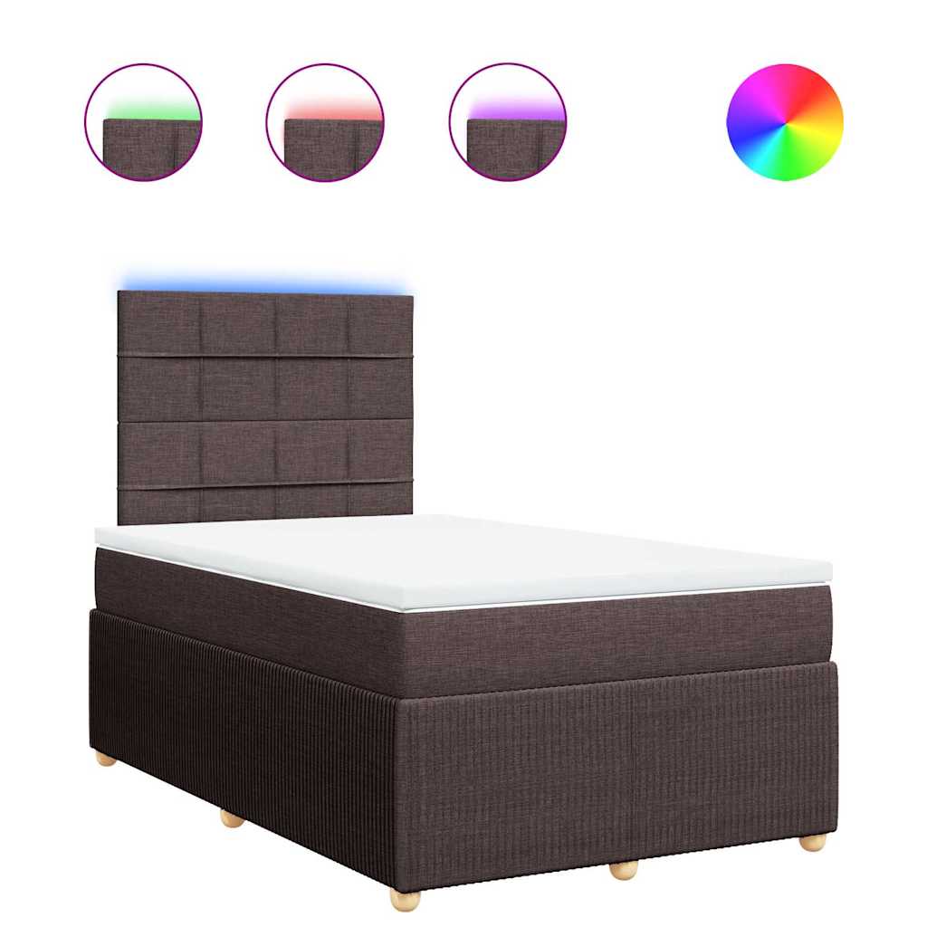 vidaXL Κρεβάτι Boxspring με Στρώμα Σκούρο Καφέ 120x200 εκ. Υφασμάτινο