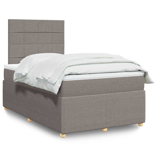 vidaXL Κρεβάτι Boxspring με Στρώμα Taupe 120x200 εκ. Υφασμάτινο