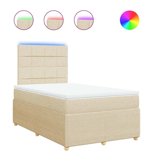 vidaXL Κρεβάτι Boxspring με Στρώμα Κρεμ 120x200 εκ. Υφασμάτινο