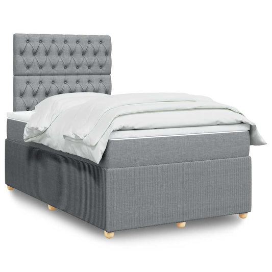 vidaXL Κρεβάτι Boxspring με Στρώμα Ανοιχτό Γκρι 120x200 εκ. Υφασμάτινο