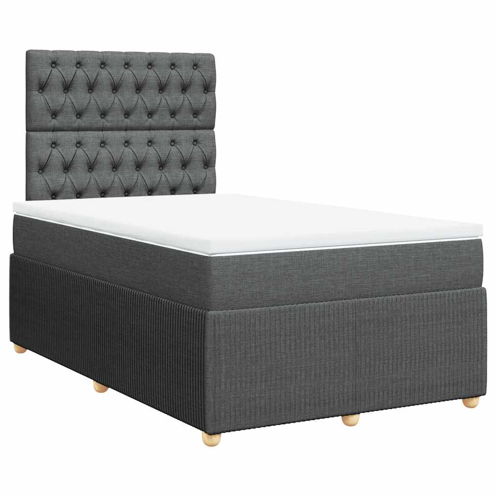 vidaXL Κρεβάτι Boxspring με Στρώμα Σκούρο Γκρι 120x200 εκ. Υφασμάτινο