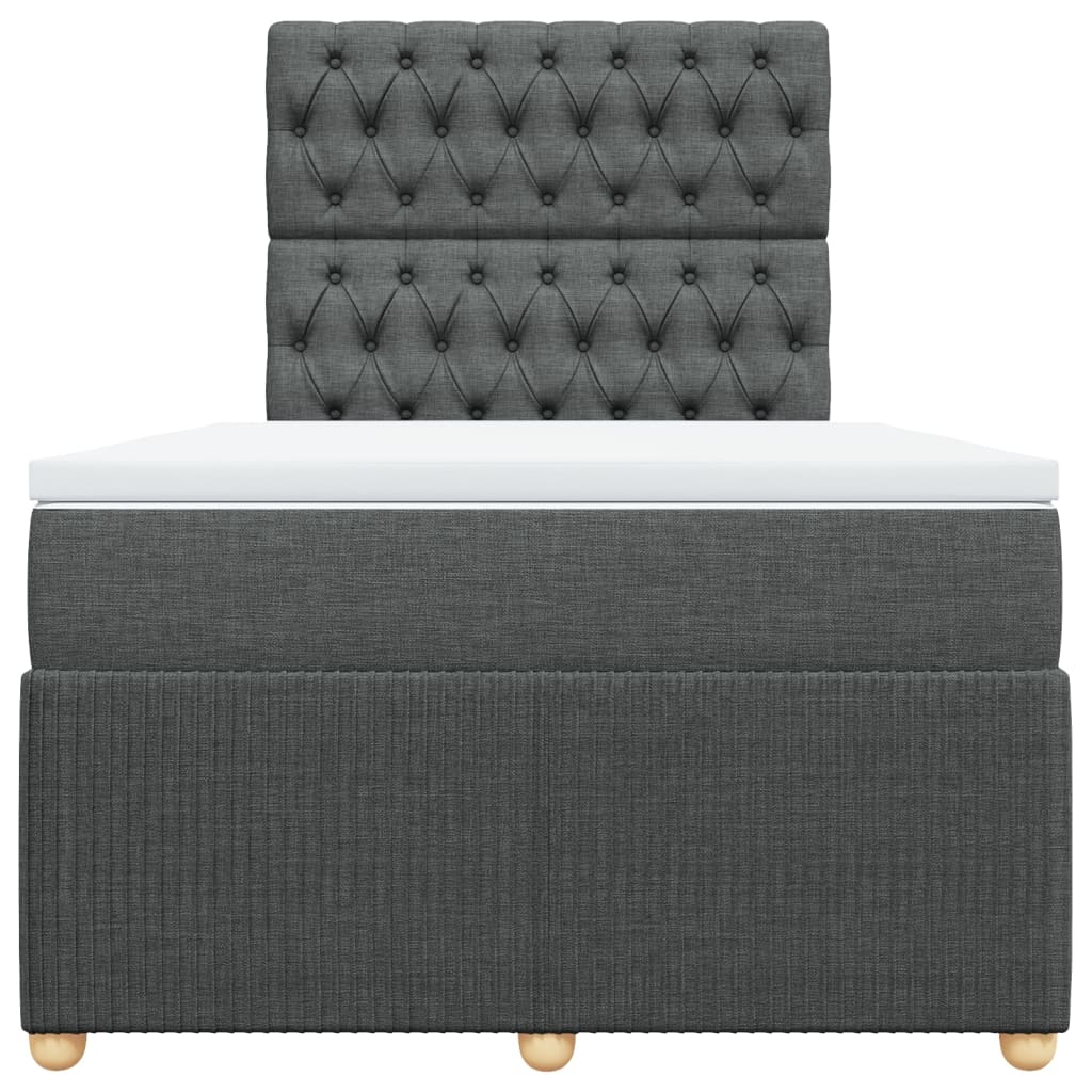 vidaXL Κρεβάτι Boxspring με Στρώμα Σκούρο Γκρι 120x200 εκ. Υφασμάτινο