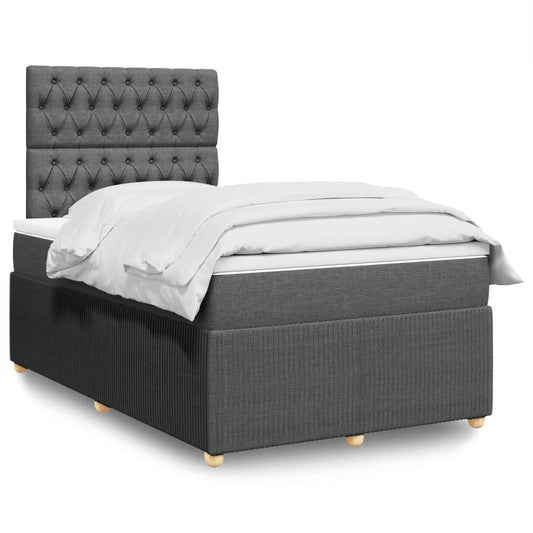 vidaXL Κρεβάτι Boxspring με Στρώμα Σκούρο Γκρι 120x200 εκ. Υφασμάτινο