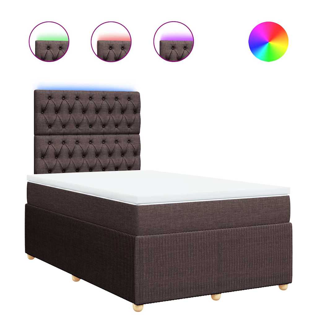 vidaXL Κρεβάτι Boxspring με Στρώμα Σκούρο Καφέ 120x200 εκ. Υφασμάτινο