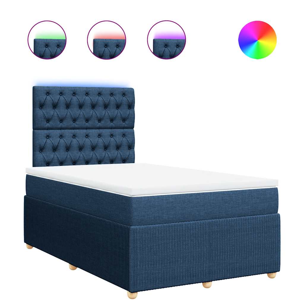 vidaXL Κρεβάτι Boxspring με Στρώμα Μπλε 120x200 εκ. Υφασμάτινο