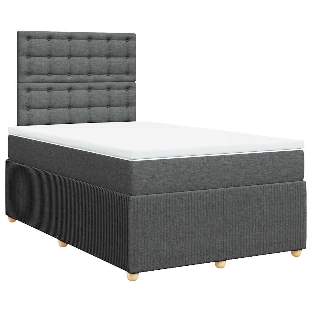 vidaXL Κρεβάτι Boxspring με Στρώμα Σκούρο Γκρι 120x200 εκ. Υφασμάτινο