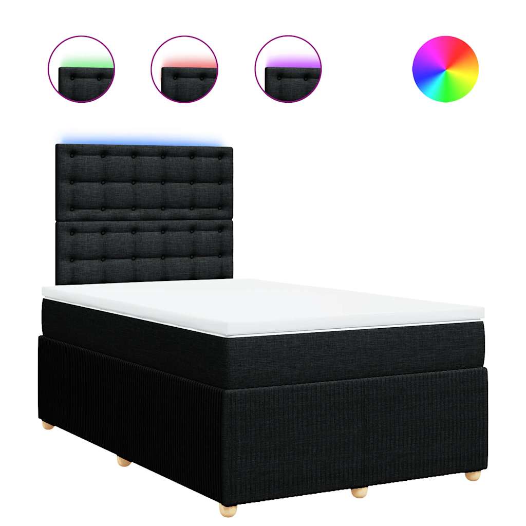 vidaXL Κρεβάτι Boxspring με Στρώμα Μαύρο 120x200 εκ. Υφασμάτινο