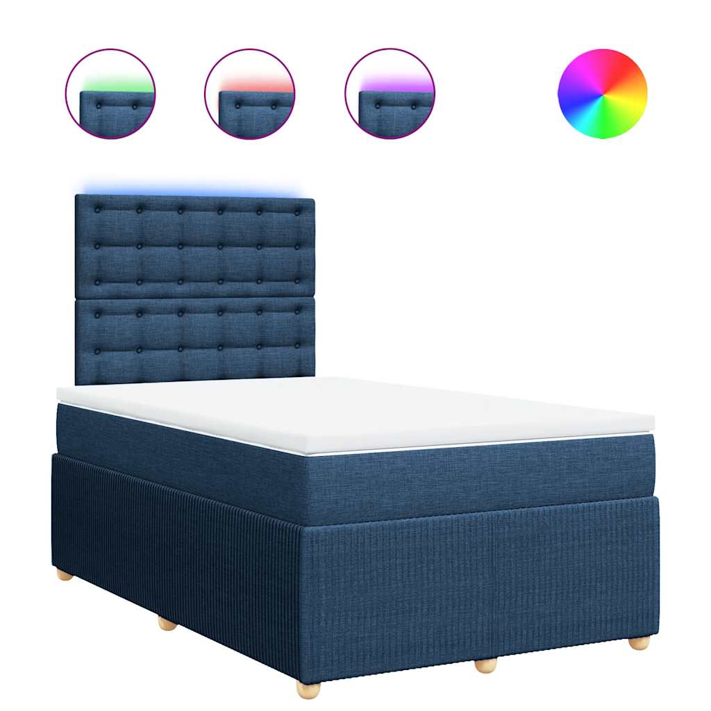 vidaXL Κρεβάτι Boxspring με Στρώμα Μπλε 120x200 εκ. Υφασμάτινο