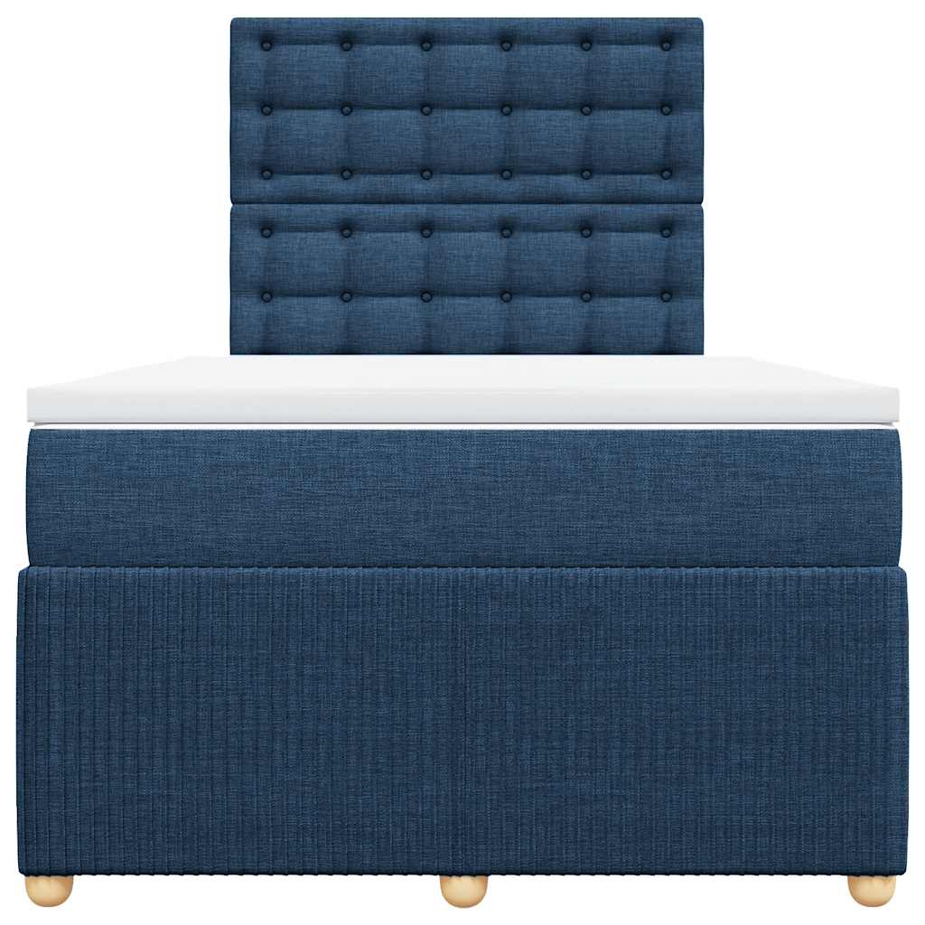 vidaXL Κρεβάτι Boxspring με Στρώμα Μπλε 120x200 εκ. Υφασμάτινο