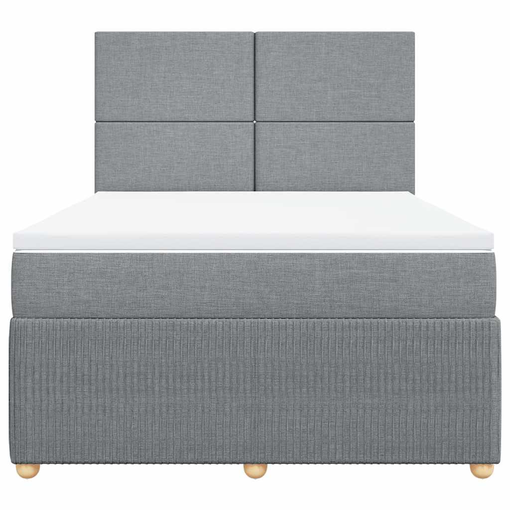 vidaXL Κρεβάτι Boxspring με Στρώμα Ανοιχτό Γκρι 140x190 εκ. Υφασμάτινο