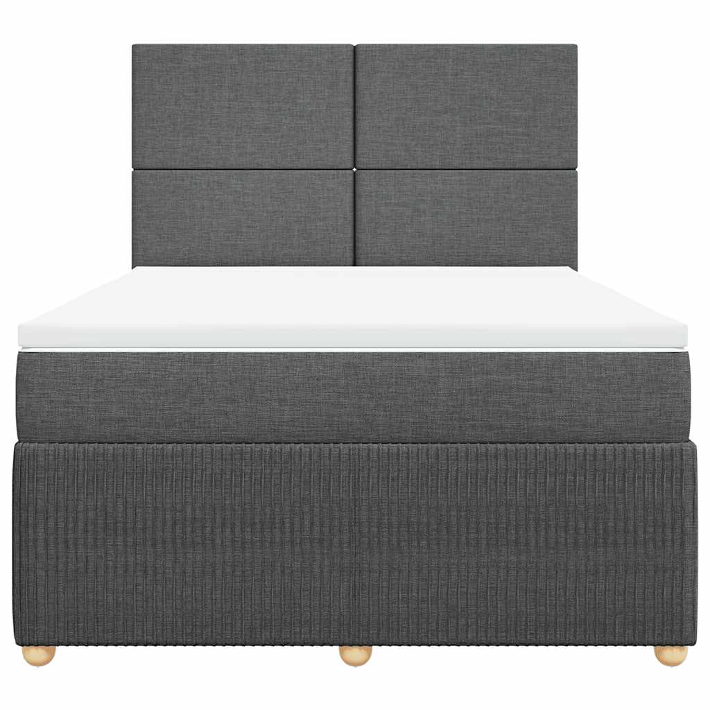 vidaXL Κρεβάτι Boxspring με Στρώμα Σκούρο Γκρι 140x190 εκ. Υφασμάτινο