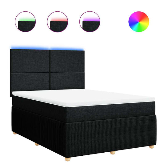 vidaXL Κρεβάτι Boxspring με Στρώμα Μαύρο 140x190 εκ. Υφασμάτινο