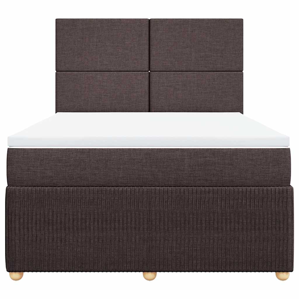 vidaXL Κρεβάτι Boxspring με Στρώμα Σκούρο Καφέ 140x190 εκ. Υφασμάτινο