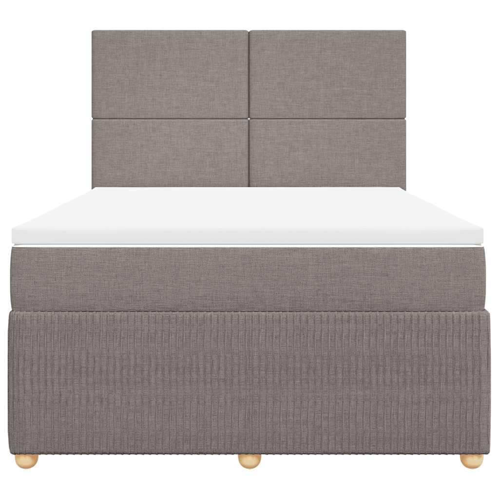 vidaXL Κρεβάτι Boxspring με Στρώμα Taupe 140x190 εκ. Υφασμάτινο