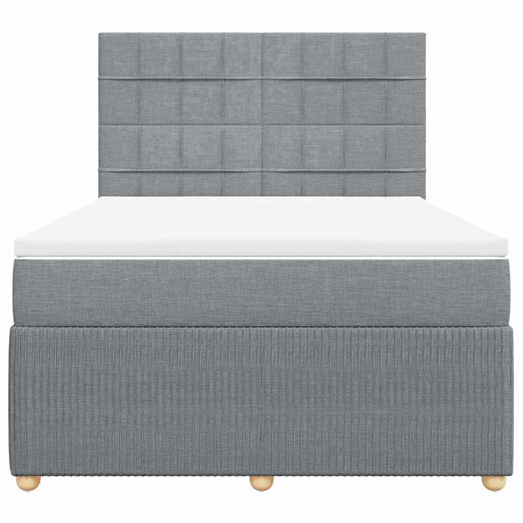 vidaXL Κρεβάτι Boxspring με Στρώμα Ανοιχτό Γκρι 140x190 εκ. Υφασμάτινο