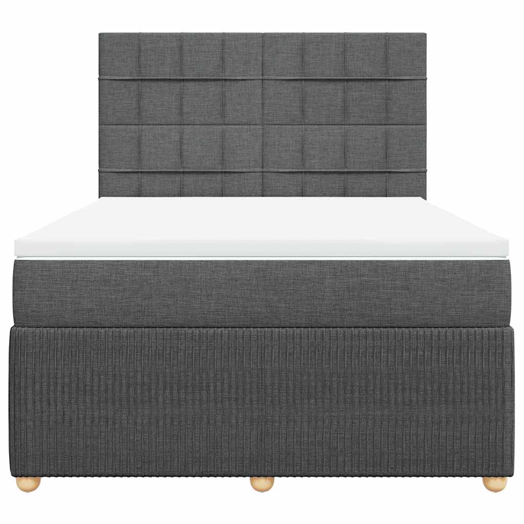 vidaXL Κρεβάτι Boxspring με Στρώμα Σκούρο Γκρι 140x190 εκ. Υφασμάτινο