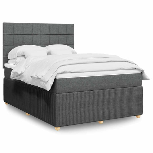 vidaXL Κρεβάτι Boxspring με Στρώμα Σκούρο Γκρι 140x190 εκ. Υφασμάτινο