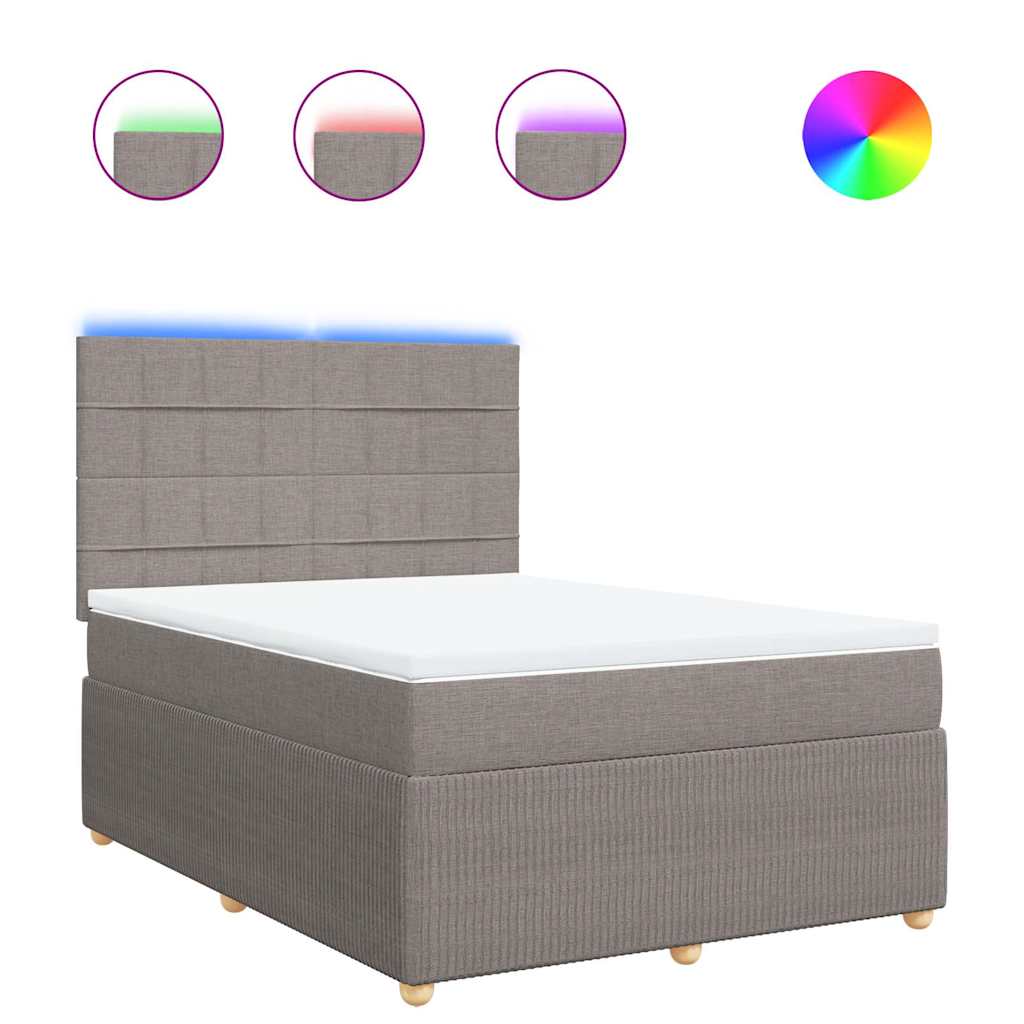 vidaXL Κρεβάτι Boxspring με Στρώμα Taupe 140x190 εκ. Υφασμάτινο