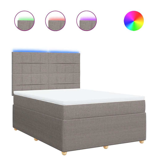 vidaXL Κρεβάτι Boxspring με Στρώμα Taupe 140x190 εκ. Υφασμάτινο