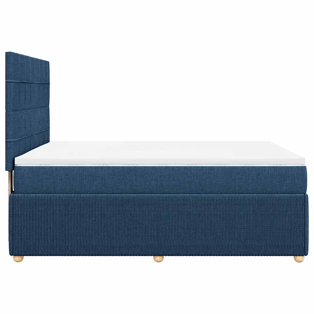 vidaXL Κρεβάτι Boxspring με Στρώμα Μπλε 140x190 εκ. Υφασμάτινο
