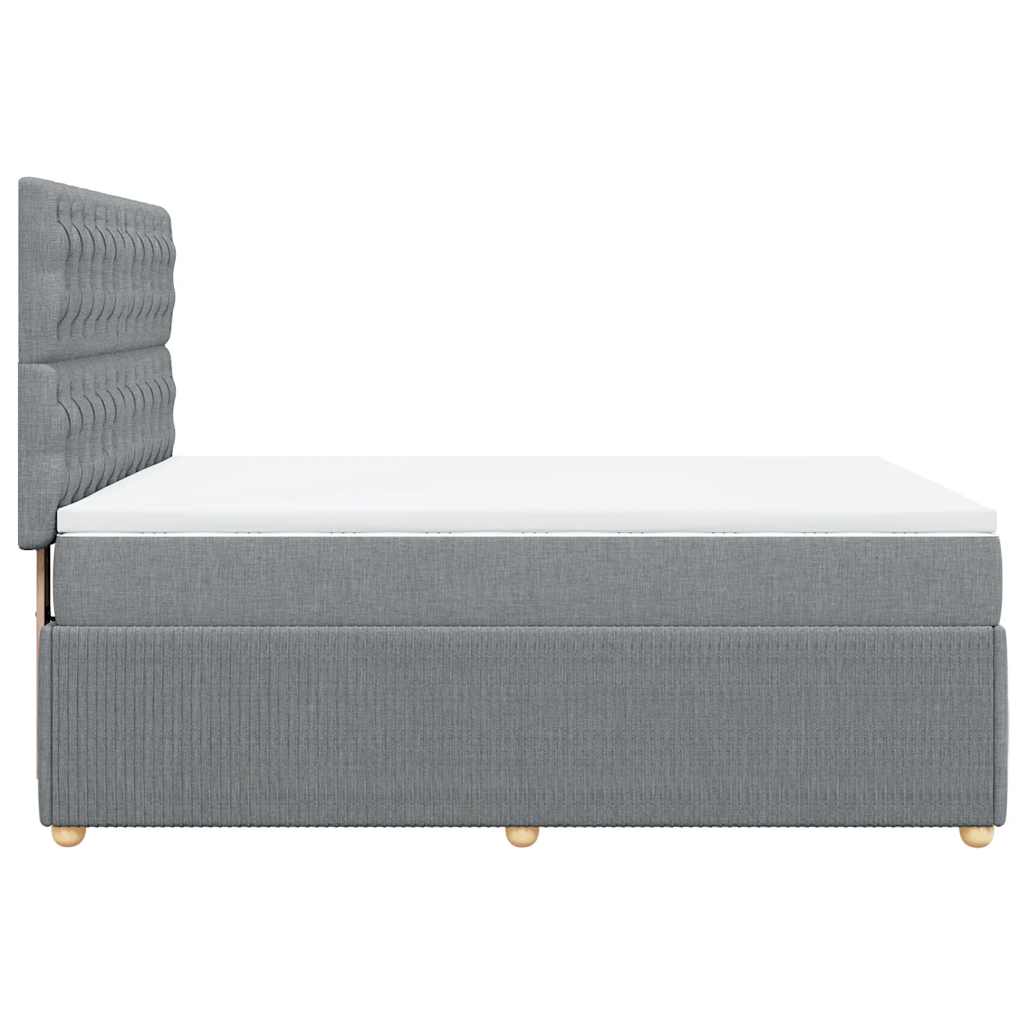 vidaXL Κρεβάτι Boxspring με Στρώμα Ανοιχτό Γκρι 140x190 εκ. Υφασμάτινο