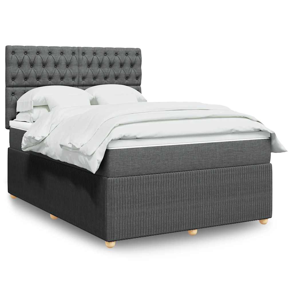 vidaXL Κρεβάτι Boxspring με Στρώμα Σκούρο Γκρι 140x190 εκ. Υφασμάτινο