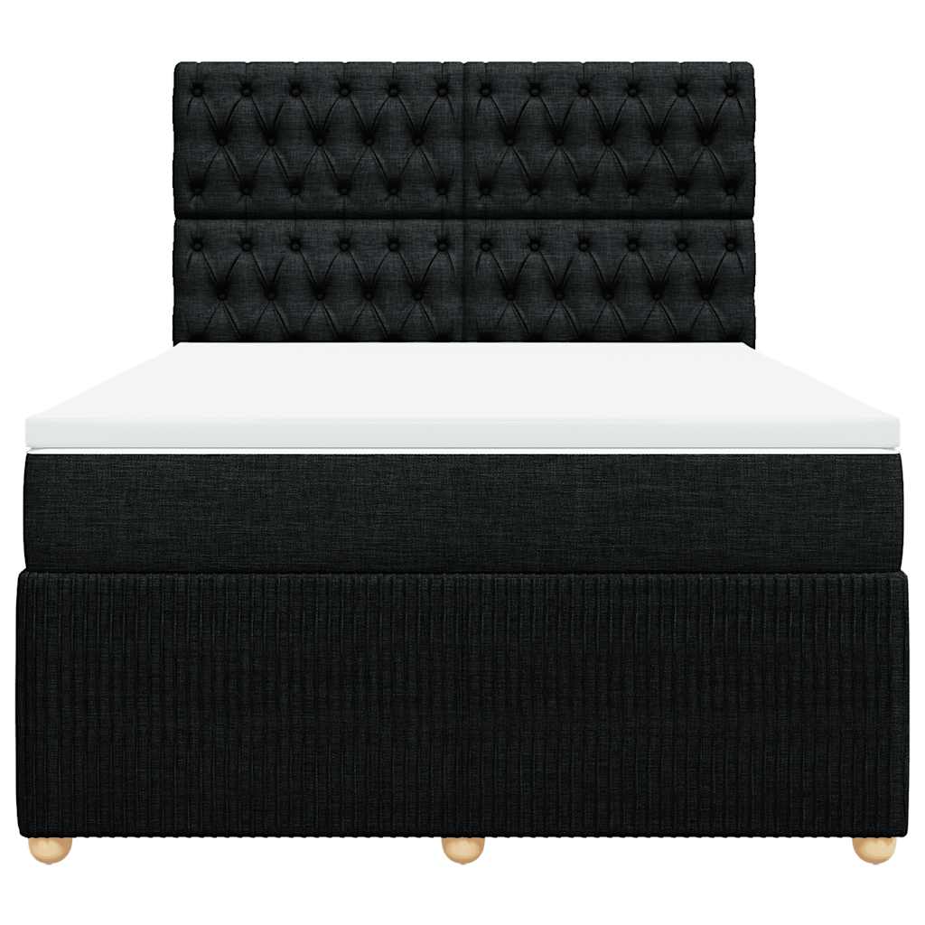 vidaXL Κρεβάτι Boxspring με Στρώμα Μαύρο 140x190 εκ. Υφασμάτινο