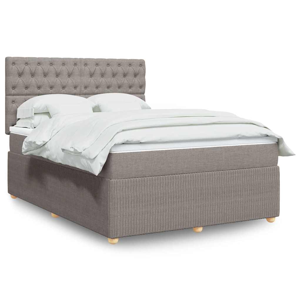 vidaXL Κρεβάτι Boxspring με Στρώμα Taupe 140x190 εκ. Υφασμάτινο