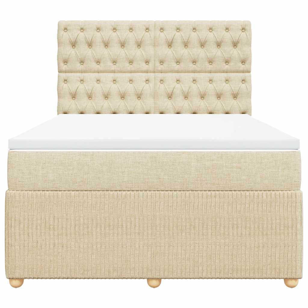 vidaXL Κρεβάτι Boxspring με Στρώμα Κρεμ 140x190 εκ. Υφασμάτινο