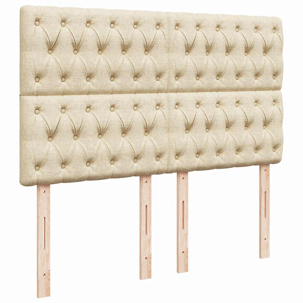 vidaXL Κρεβάτι Boxspring με Στρώμα Κρεμ 140x190 εκ. Υφασμάτινο