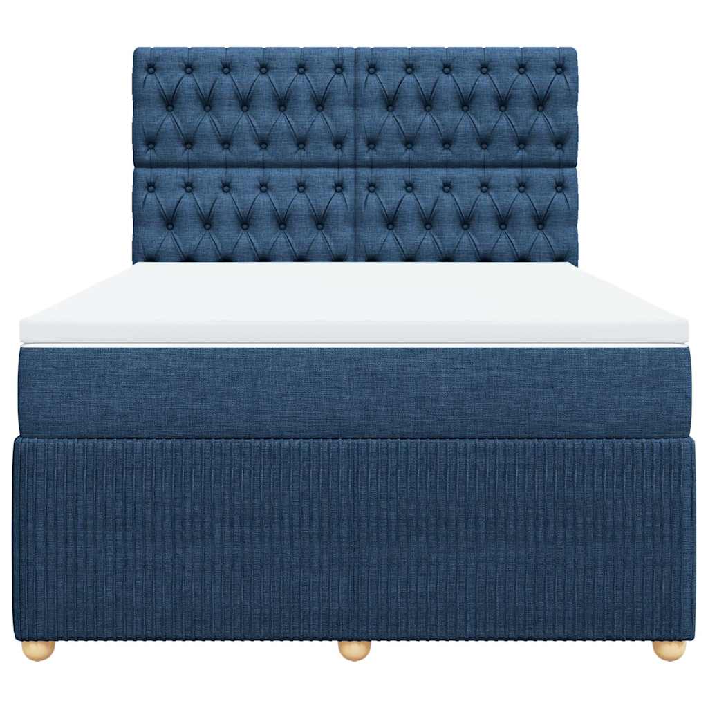 vidaXL Κρεβάτι Boxspring με Στρώμα Μπλε 140x190 εκ. Υφασμάτινο