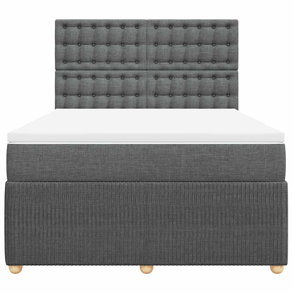 vidaXL Κρεβάτι Boxspring με Στρώμα Σκούρο Γκρι 140x190 εκ. Υφασμάτινο