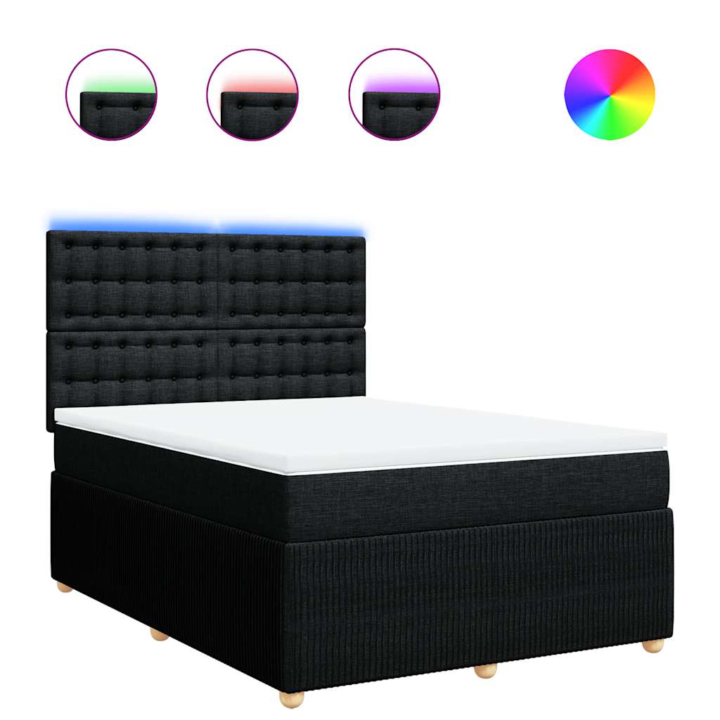vidaXL Κρεβάτι Boxspring με Στρώμα Μαύρο 140x190 εκ. Υφασμάτινο
