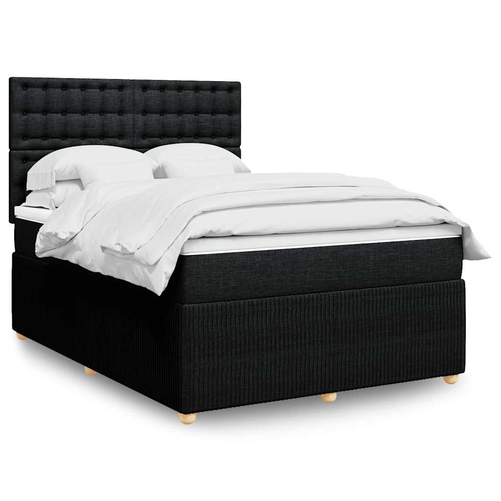 vidaXL Κρεβάτι Boxspring με Στρώμα Μαύρο 140x190 εκ. Υφασμάτινο