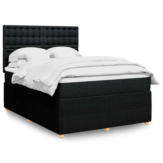 vidaXL Κρεβάτι Boxspring με Στρώμα Μαύρο 140x190 εκ. Υφασμάτινο