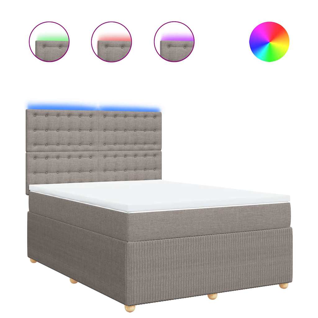 vidaXL Κρεβάτι Boxspring με Στρώμα Taupe 140x190 εκ. Υφασμάτινο