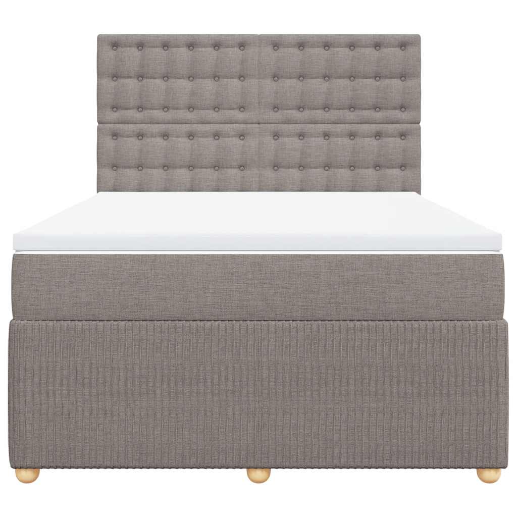 vidaXL Κρεβάτι Boxspring με Στρώμα Taupe 140x190 εκ. Υφασμάτινο