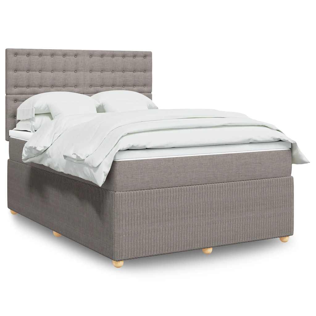vidaXL Κρεβάτι Boxspring με Στρώμα Taupe 140x190 εκ. Υφασμάτινο