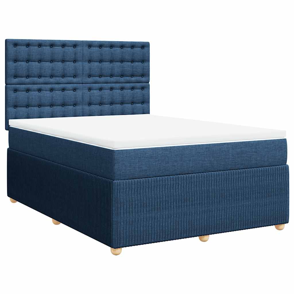 vidaXL Κρεβάτι Boxspring με Στρώμα Μπλε 140x190 εκ. Υφασμάτινο