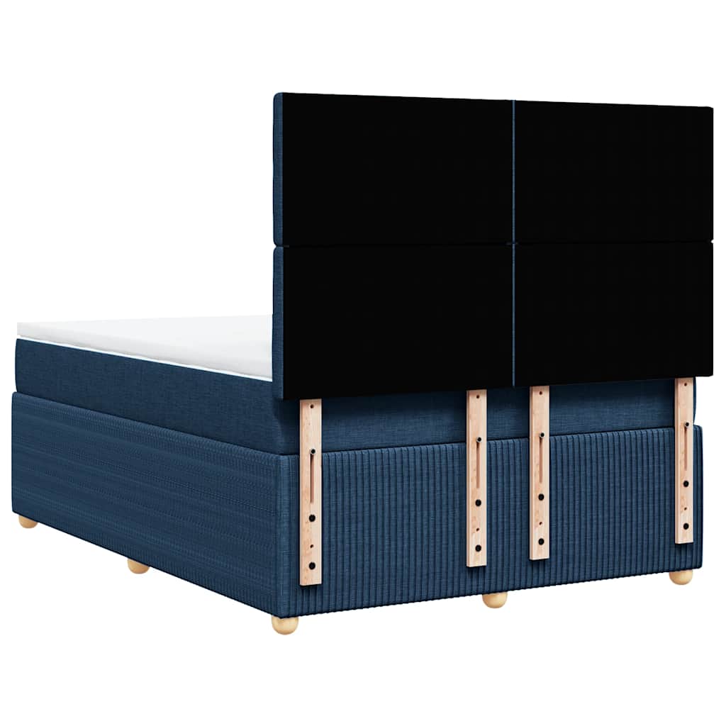 vidaXL Κρεβάτι Boxspring με Στρώμα Μπλε 140x190 εκ. Υφασμάτινο