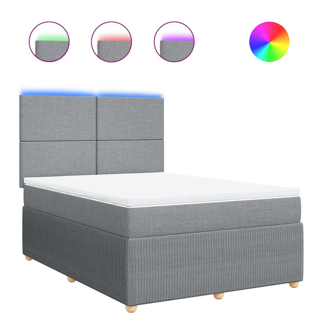 vidaXL Κρεβάτι Boxspring με Στρώμα Ανοιχτό Γκρι 140x200 εκ. Υφασμάτινο