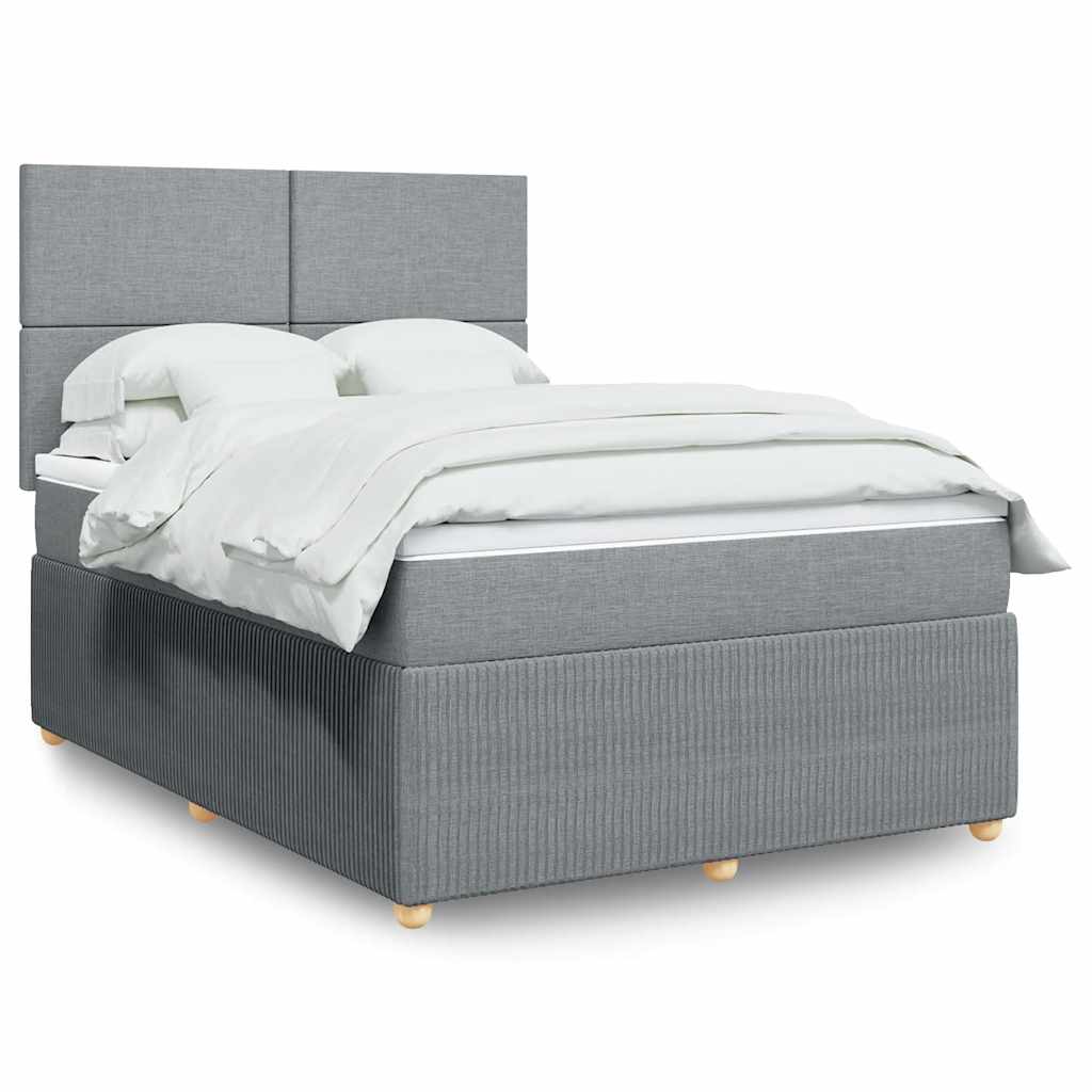 vidaXL Κρεβάτι Boxspring με Στρώμα Ανοιχτό Γκρι 140x200 εκ. Υφασμάτινο