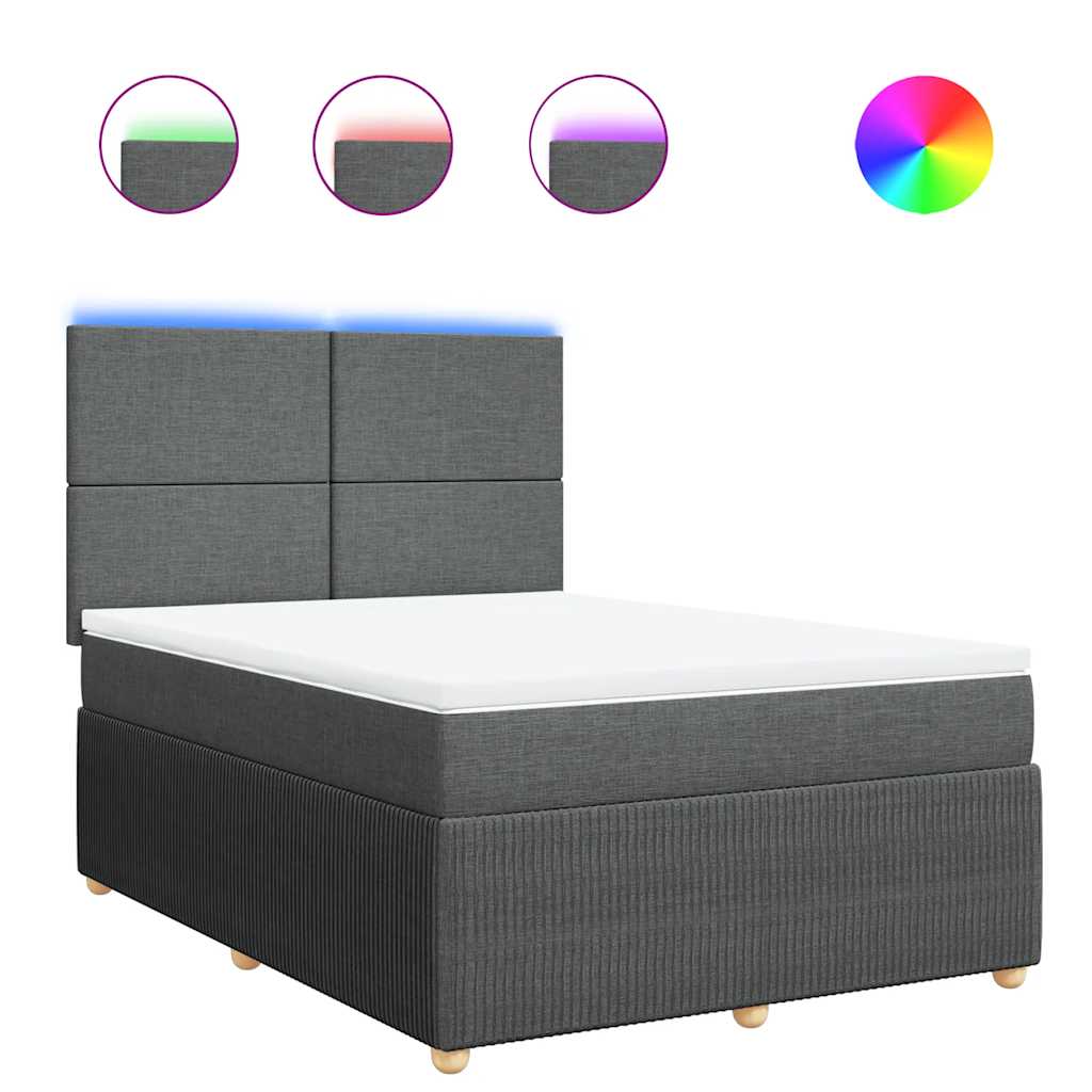 vidaXL Κρεβάτι Boxspring με Στρώμα Σκούρο Γκρι 140x200 εκ Υφασμάτινο