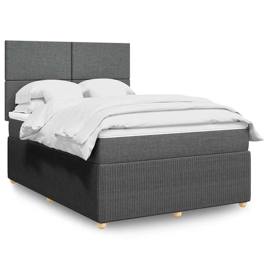 vidaXL Κρεβάτι Boxspring με Στρώμα Σκούρο Γκρι 140x200 εκ Υφασμάτινο